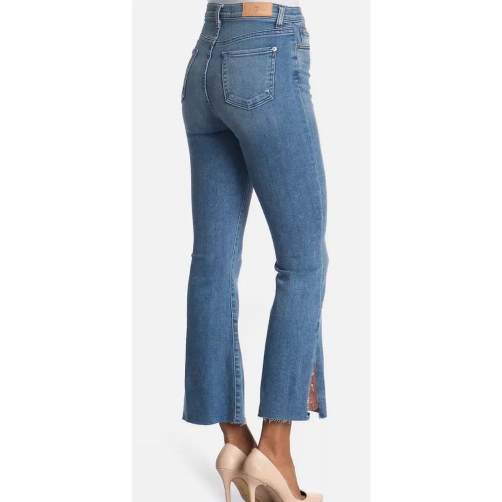7 For All Mankind Luxe Vintage High Waist Slim Kick Sequined Jeans, Blue Size 31 - Picture 2 of 11